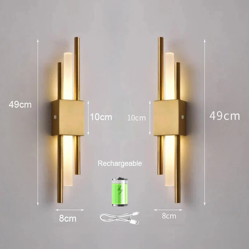 Nordic LED Wall Lamp Indoor Lighting Rechargeable Bedroom Bedside Living Room For Home Stairs Decoration Lamps Modern Wall Light