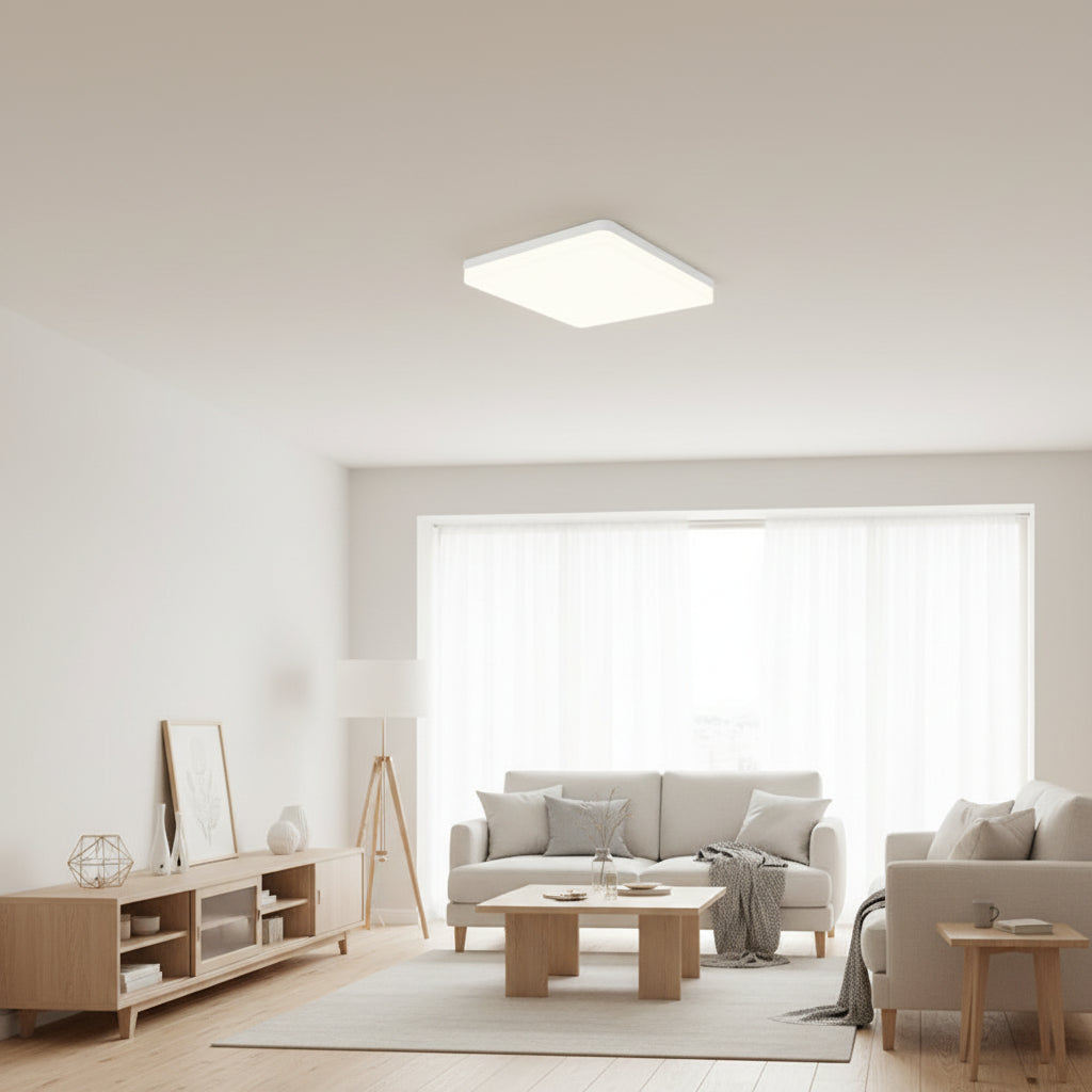 Square LED Ceiling Lamp with 3-Color Temperature for Bedroom and Living Room
