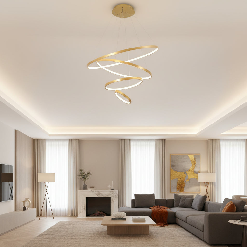 Modern Iron LED Ceiling Chandelier for Villa Living Room Bedroom and Dining Room