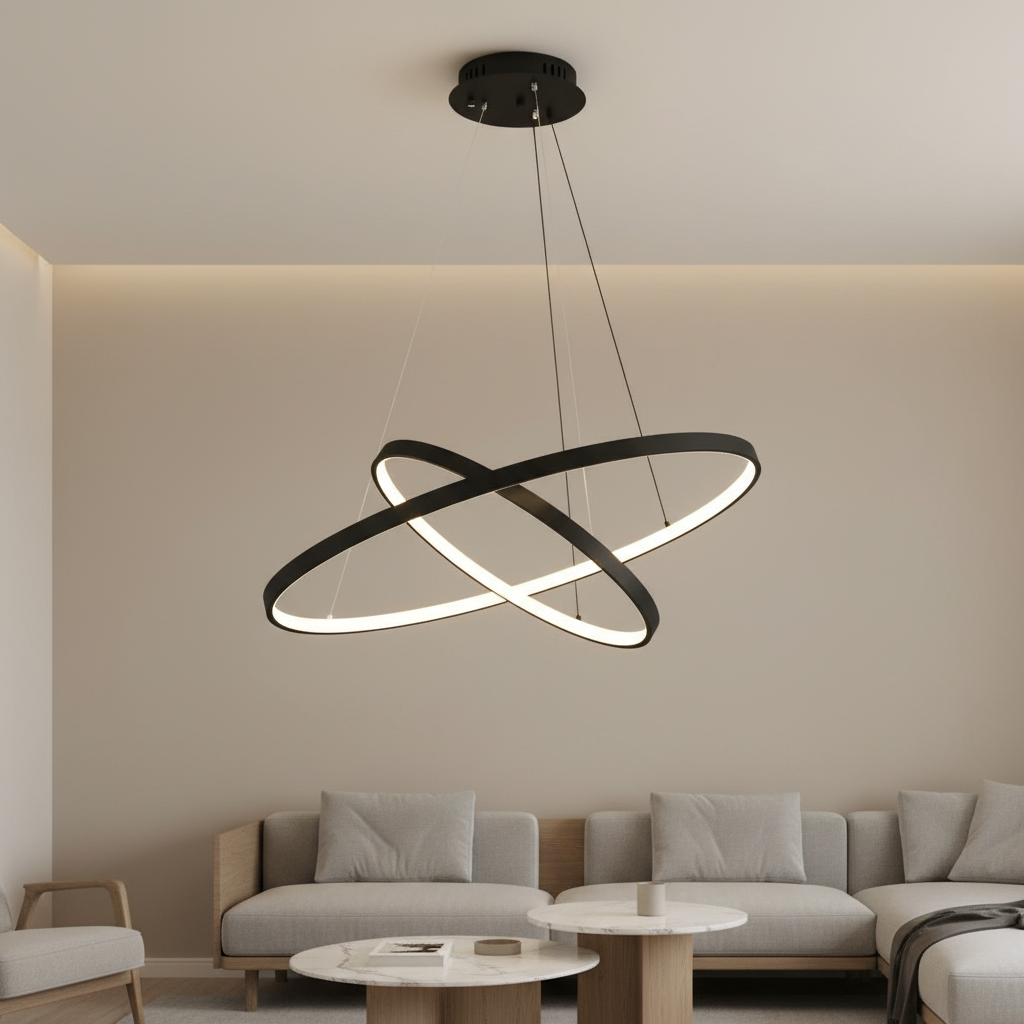 Modern Iron LED Ceiling Chandelier for Villa Living Room Bedroom and Dining Room