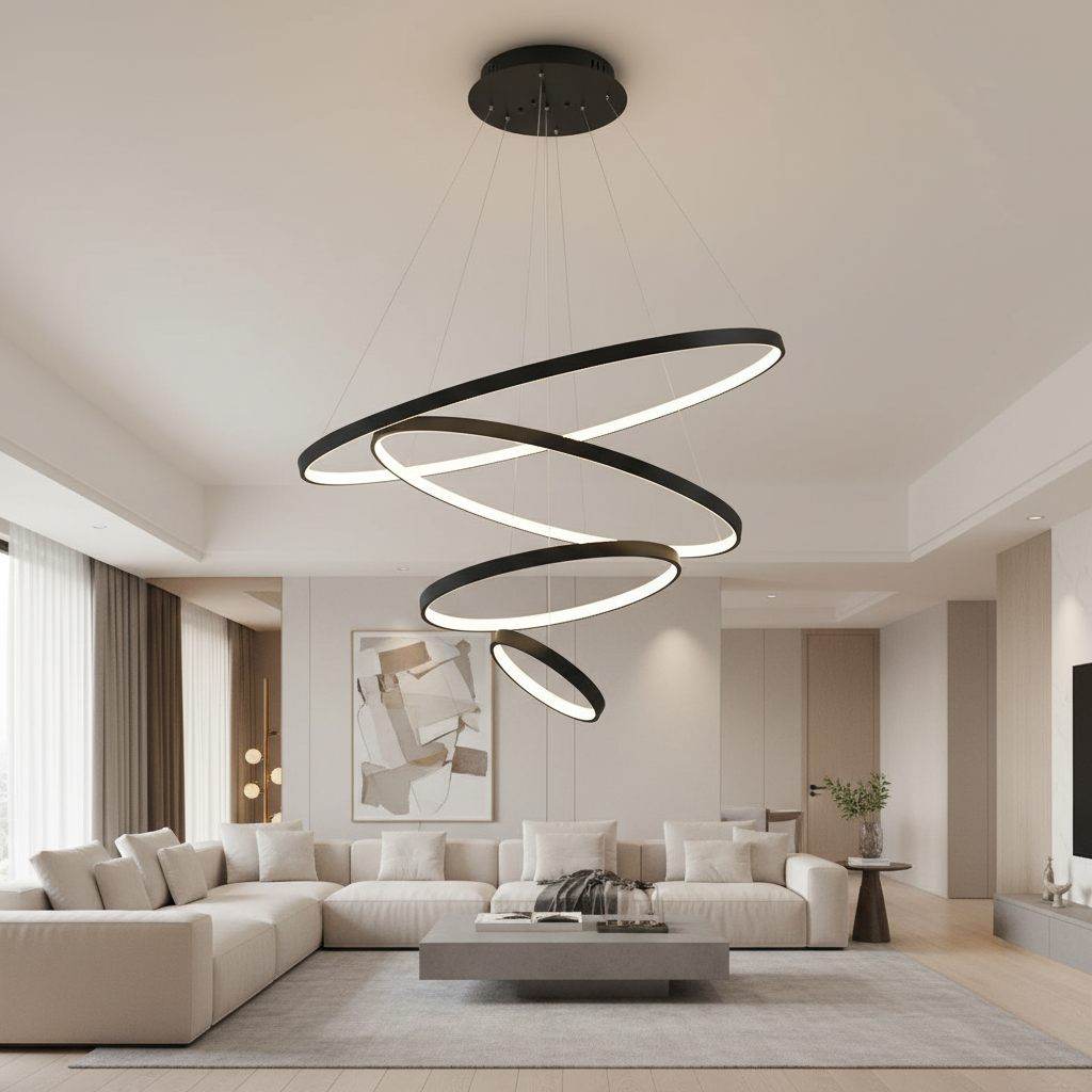 Modern Iron LED Ceiling Chandelier for Villa Living Room Bedroom and Dining Room