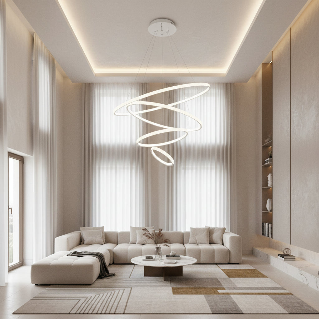 Modern Iron LED Ceiling Chandelier for Villa Living Room Bedroom and Dining Room
