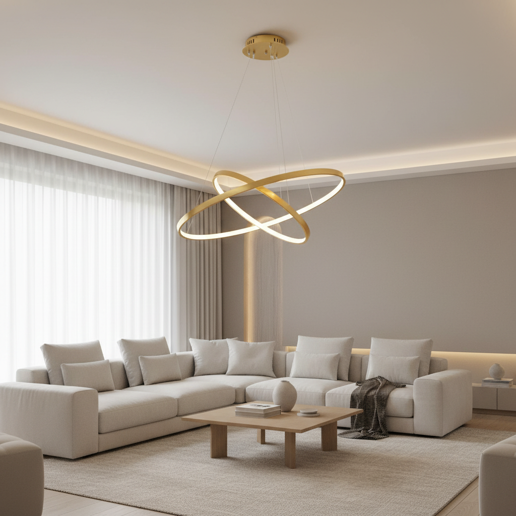 Modern Iron LED Ceiling Chandelier for Villa Living Room Bedroom and Dining Room