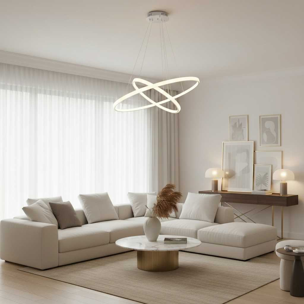 Modern Iron LED Ceiling Chandelier for Villa Living Room Bedroom and Dining Room